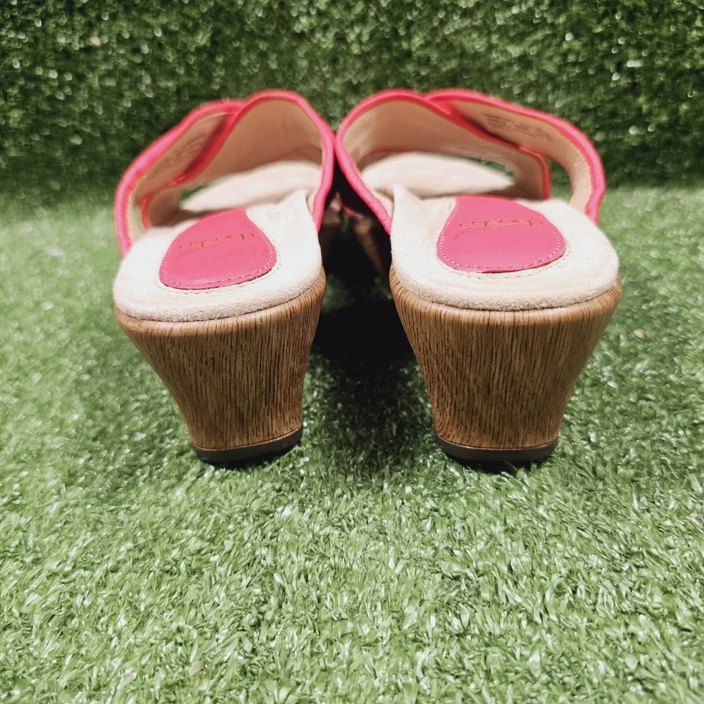 Dansko Neve Criss Cross Red Corral Leather Wedge Sandals Womens Size EU‎ 39 US 9